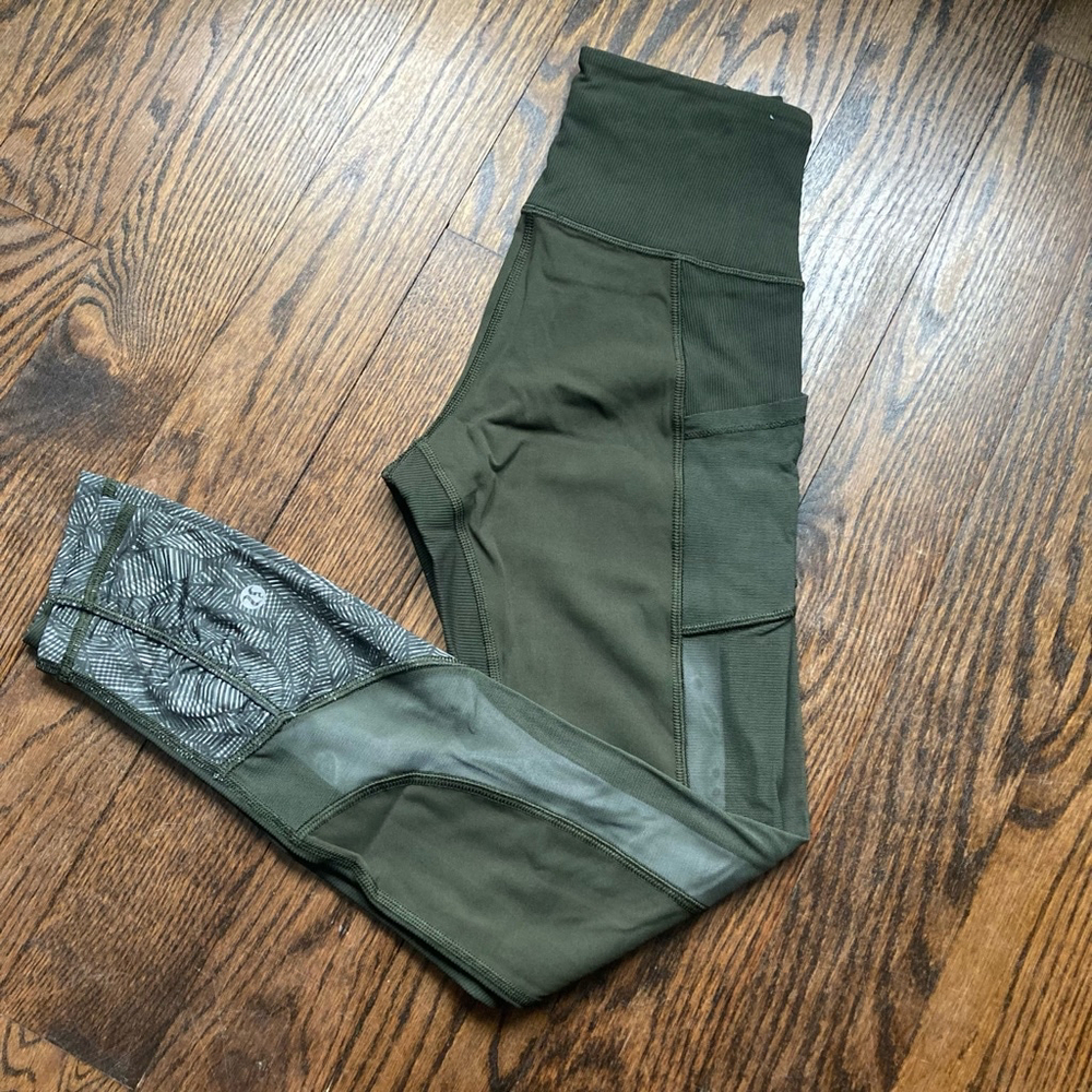 Women's Lululemon Leggings, Size 2, Olive Green
